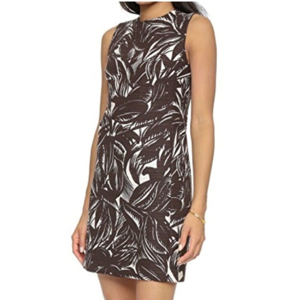 Tory Burch Tabora Palm Shift Dress Brown Small
